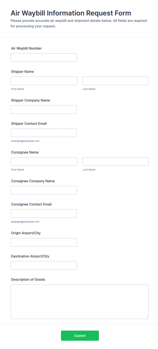 Air Waybill Information Request Form Template