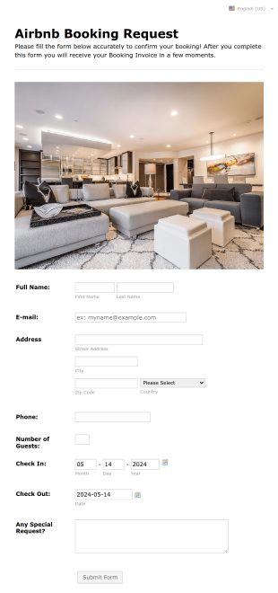 Booking Accommodation Request Form Template