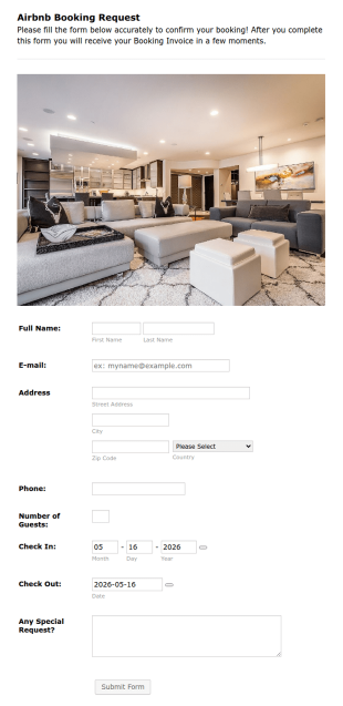 Booking Accommodation Request Form Template