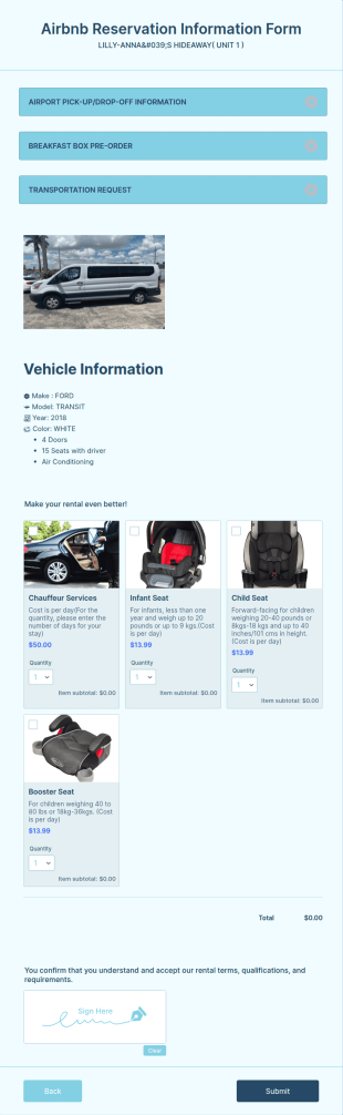 Airbnb Reservation Information Form Template