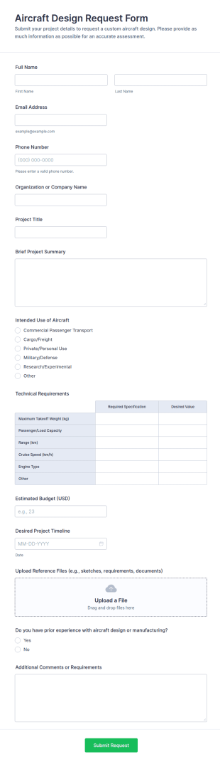 Aircraft Design Request Form Template