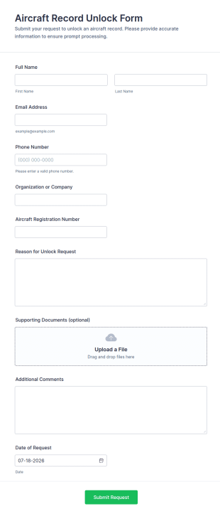Aircraft Record Unlock Form Template