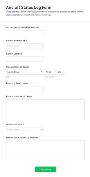 Aircraft Status Log Form Template
