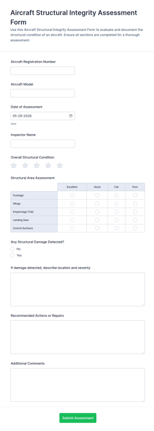 Aircraft Structural Integrity Assessment Form Template