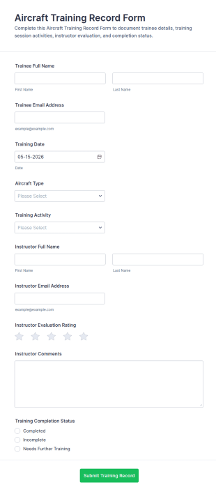 Aircraft Training Record Form Template