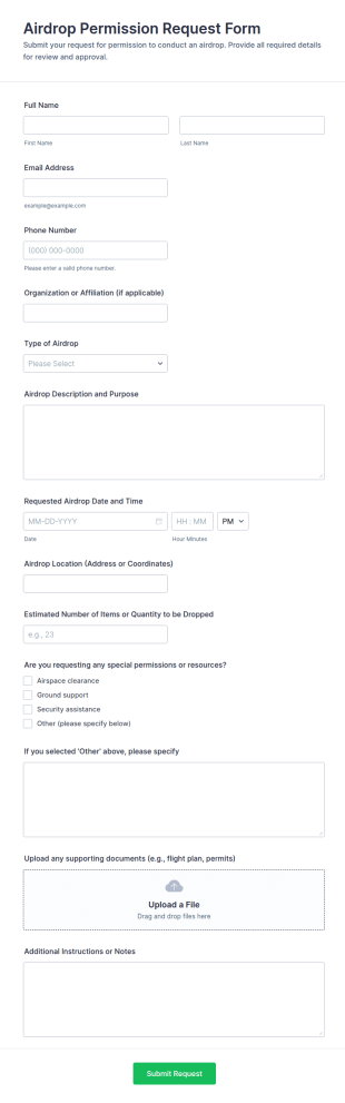 Airdrop Permission Request Form Template