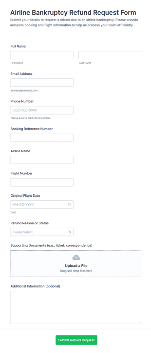 Airline Bankruptcy Refund Request Form Template