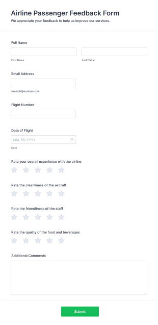 Airline Passenger Feedback Form Template