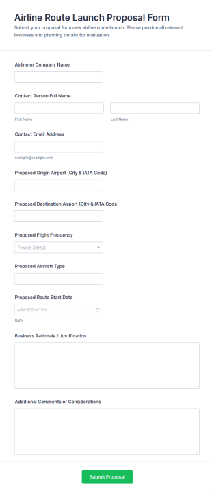 Airline Route Launch Proposal Form Template