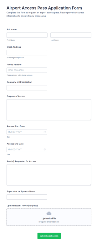 Airport Access Pass Application Form Template