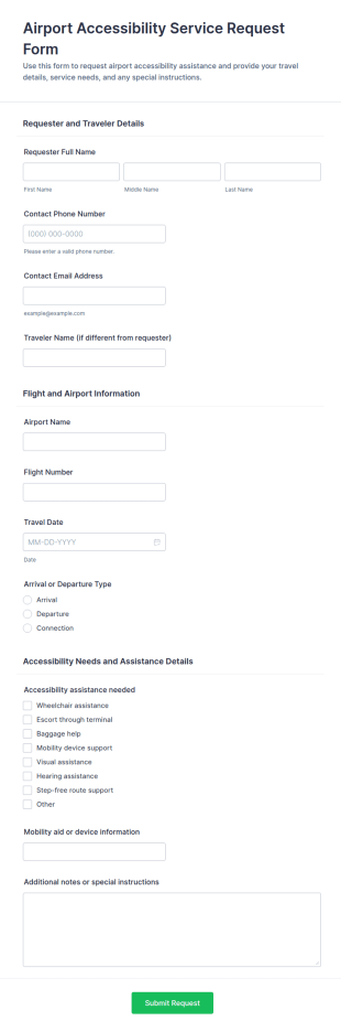 Airport Accessibility Service Request Form Template