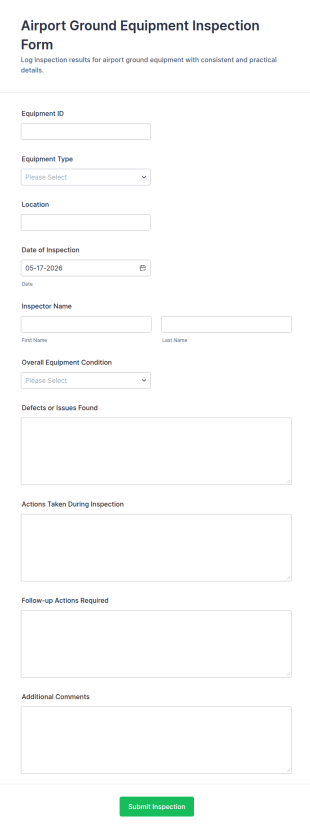Airport Ground Equipment Inspection Form Template