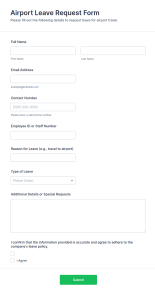 Airport Leave Request Form Template