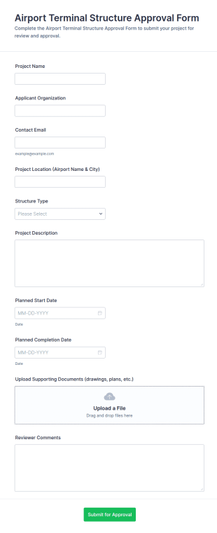 Airport Terminal Structure Approval Form Template
