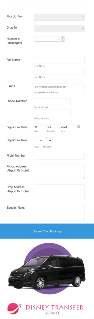 Airport Transfer Booking Form Disney Transfer Form Template