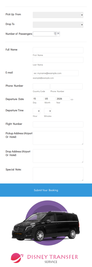 Airport Transfer Booking Form Disney Transfer