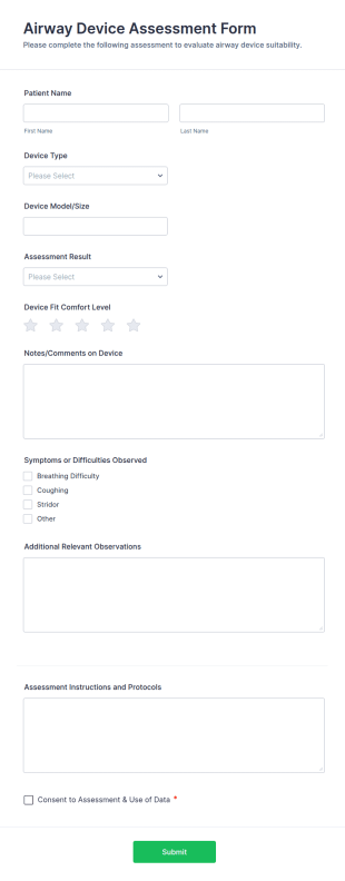 Airway Device Assessment Form Template