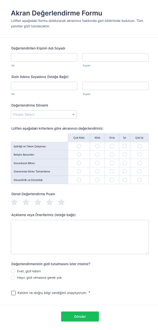 Akran Değerlendirme Form Şablonu