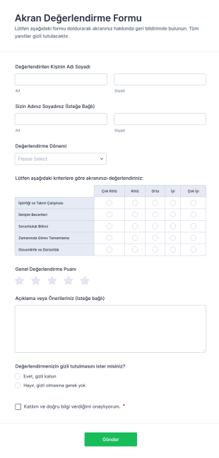 Akran Değerlendirme Form Şablonu