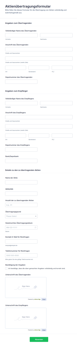 Aktienübertragungsformular