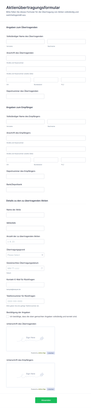 Aktienübertragungsformular