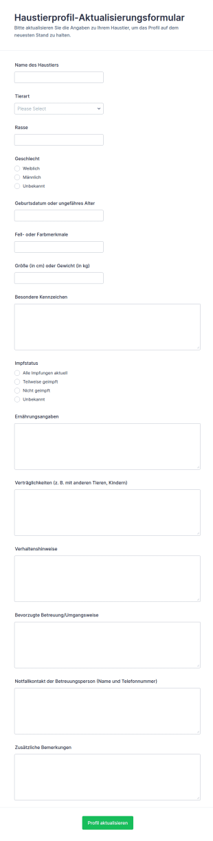 Aktualisierung Des Haustierprofils