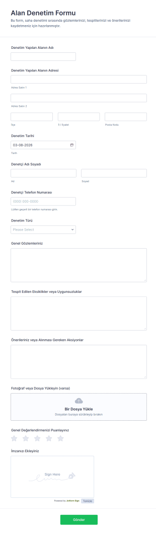 Alan Denetim Form Şablonu