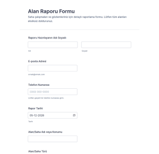 Alan Raporu Form Şablonu