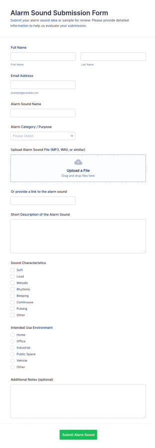 Alarm Sound Submission Form Template