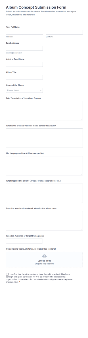 Album Concept Submission Form Template