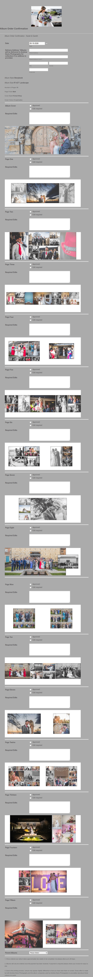 Album Order Confirmation Form Template