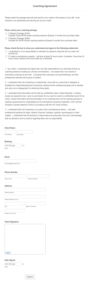 Alejandra Agreement Form Template