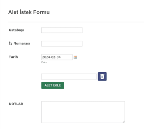 Alet İstek Form Şablonu