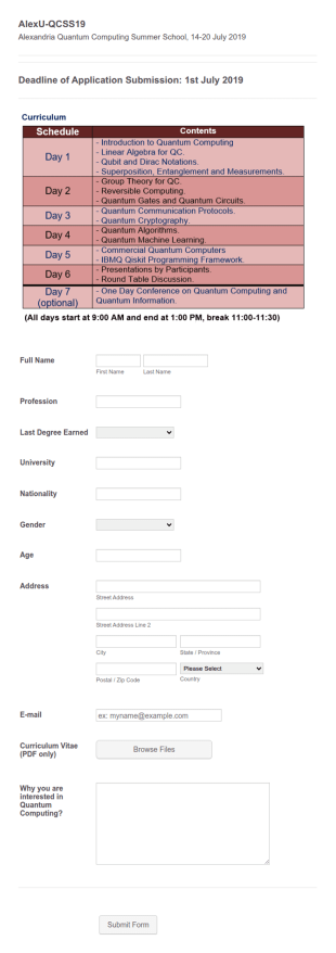 AlexU QCSS19 Form Template