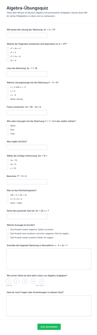 Algebra Übungsquiz
