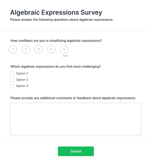 Algebraic Expressions Survey Form Template