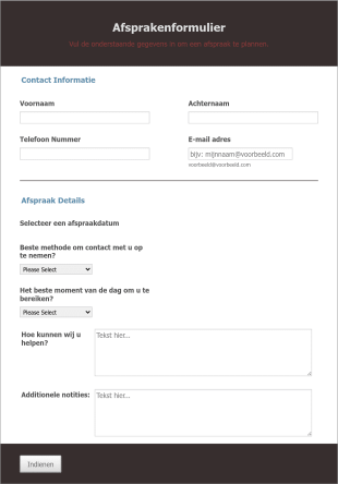 Algemeen Afsprakenformulier Form Template