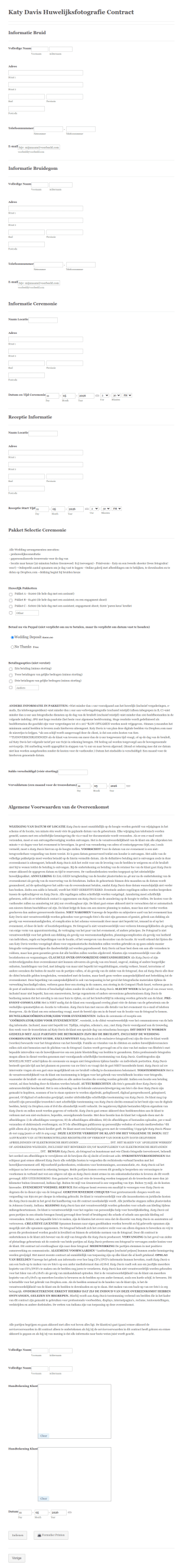 Algemeen Huwelijksfotografiecontract