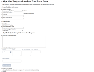 Algorithm Design And Analysis Final Exam Form Template