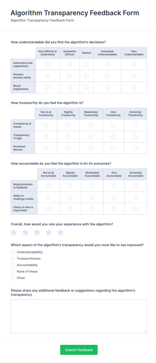 Algorithm Transparency Feedback Form Template