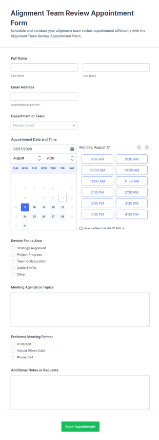 Alignment Team Review Appointment Form Template