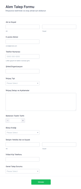 Alım Talep Form Şablonu