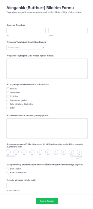 Alınganlık (Butthurt) Bildirim Form Şablonu