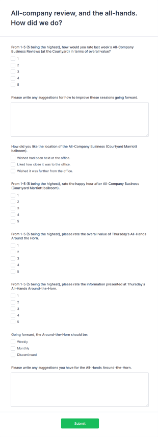 Company Meeting Review Form Template