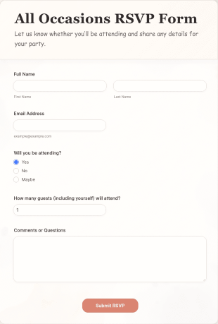 All Occasions RSVP Form Template