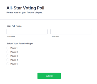 All Star Voting Poll Form Template