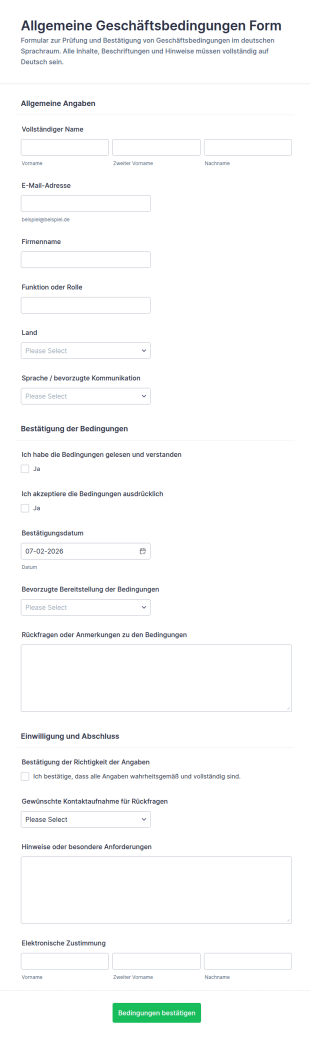 Allgemeine Geschäftsbedingungen Form