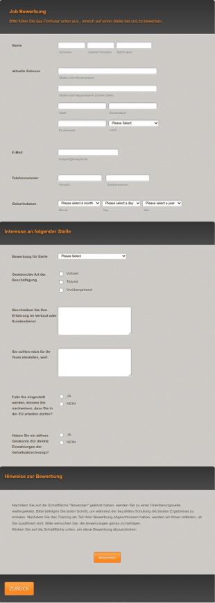 Allgemeine Stellenbewerbung