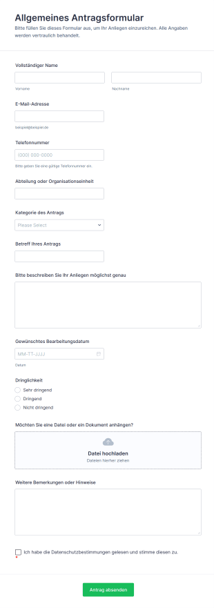 Allgemeines Antragsformular