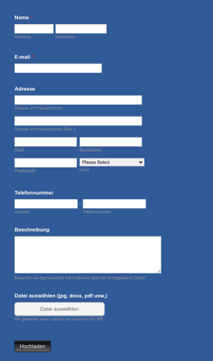 Allgemeines Datei Upload Formular Form Template